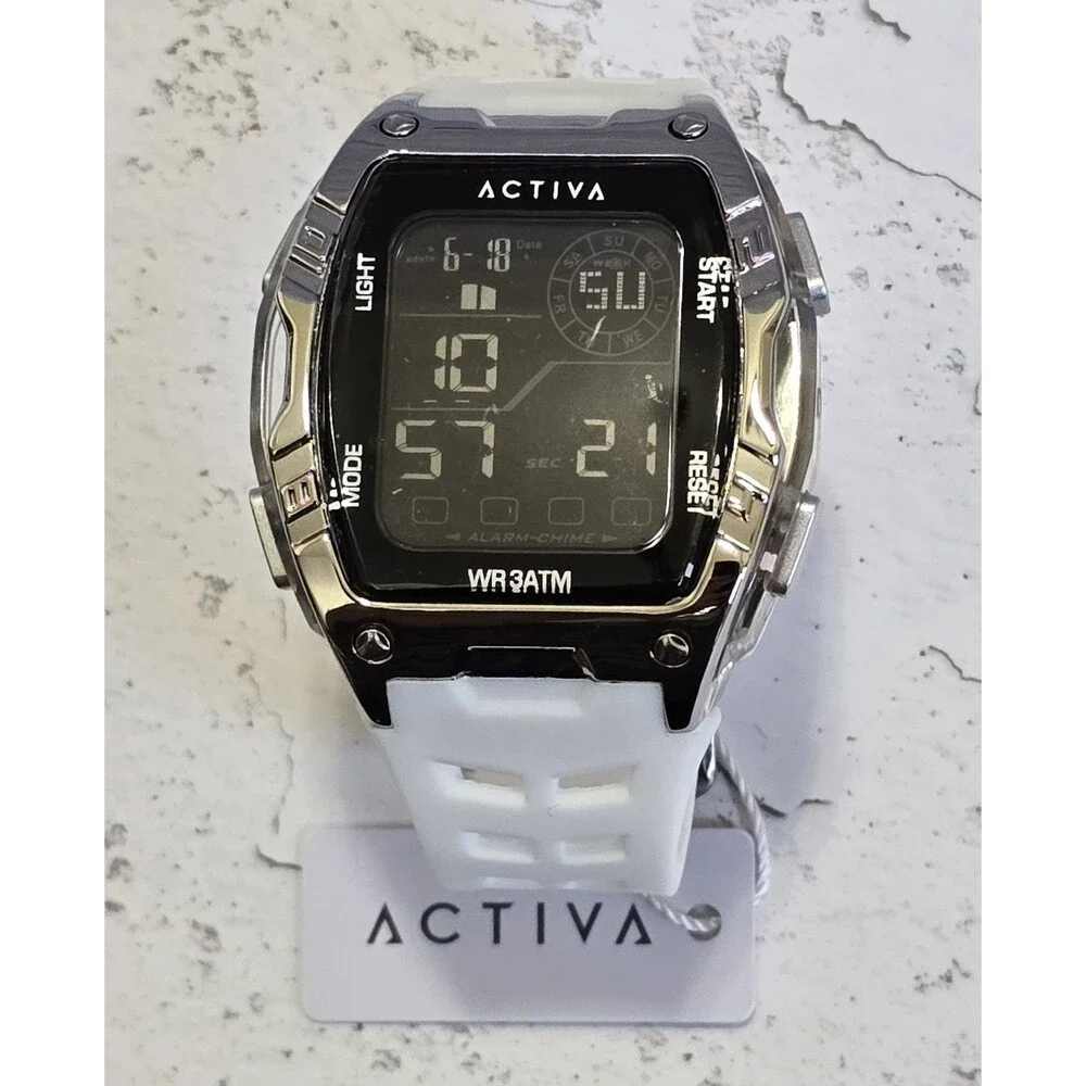 Activa X Invicta Digital Men's Watch 46mm White Silver ACW8130-001 Brand New